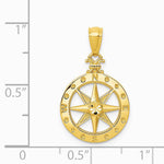 14K Yellow Gold Diamond-cut Polished Compass Pendant - Product Photo