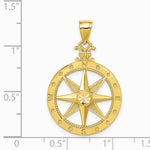 14K Yellow Gold Diamond-cut Polished Compass Pendant - Product Photo