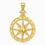 14K Yellow Gold Diamond-cut Polished Compass Pendant - Product Photo