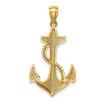 14k Polished Anchor w/Rope Pendant - Product Photo