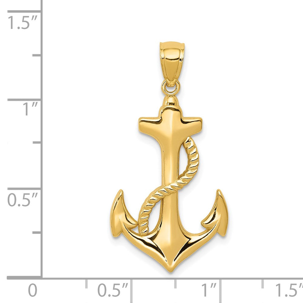 14k Polished Anchor w/Rope Pendant - Product Photo