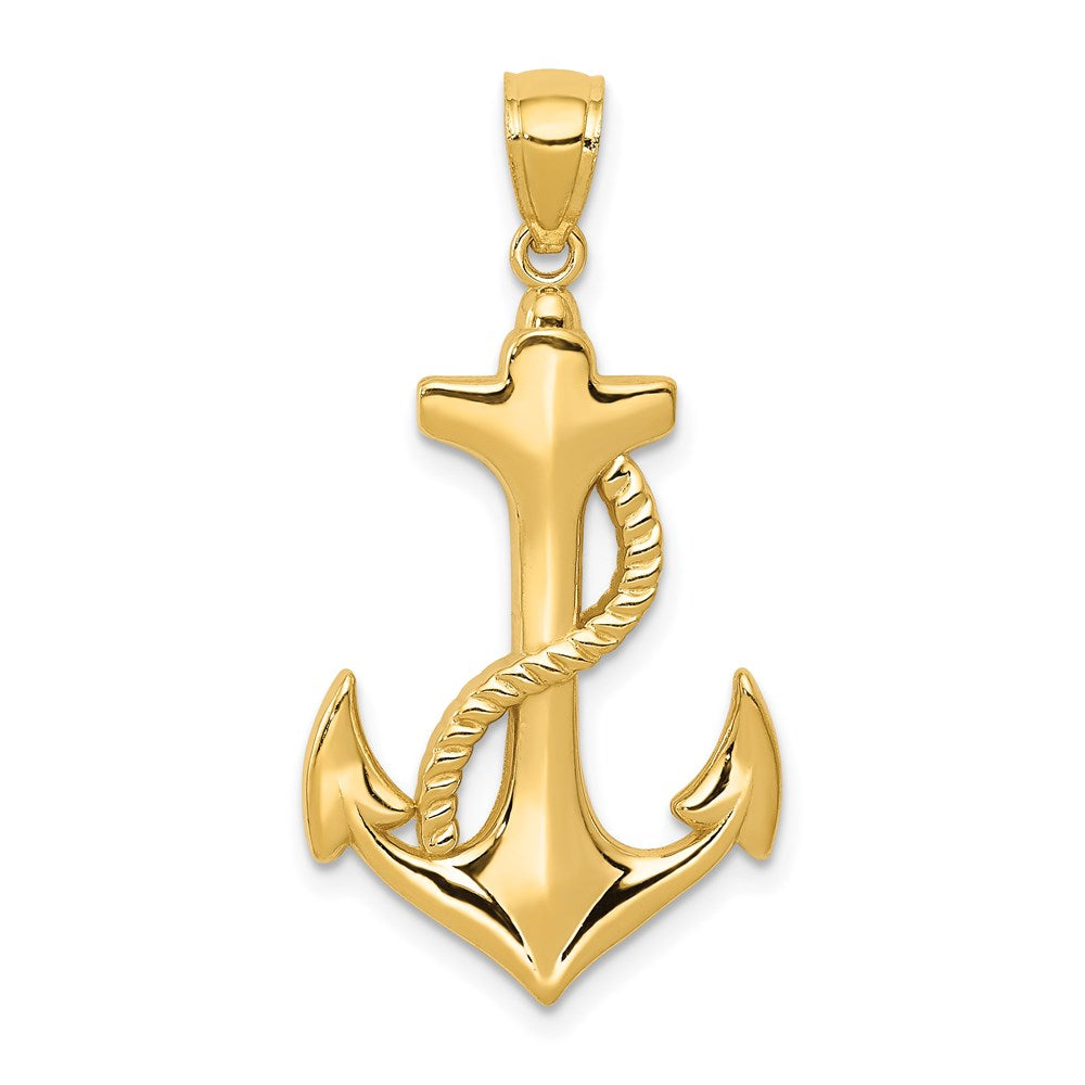 14k Polished Anchor w/Rope Pendant - Product Photo