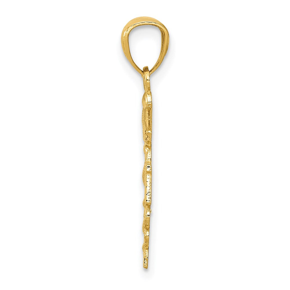 10K / 14K Yellow Gold Diamond-cut Polished RN Nurse Pendant - Product Photo