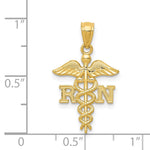 10K / 14K Yellow Gold Diamond-cut Polished RN Nurse Pendant - Product Photo