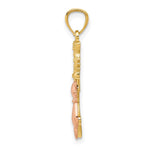 14k Yellow and Rose Polished Diamond-cut Sitting Cats Pendant - Product Photo