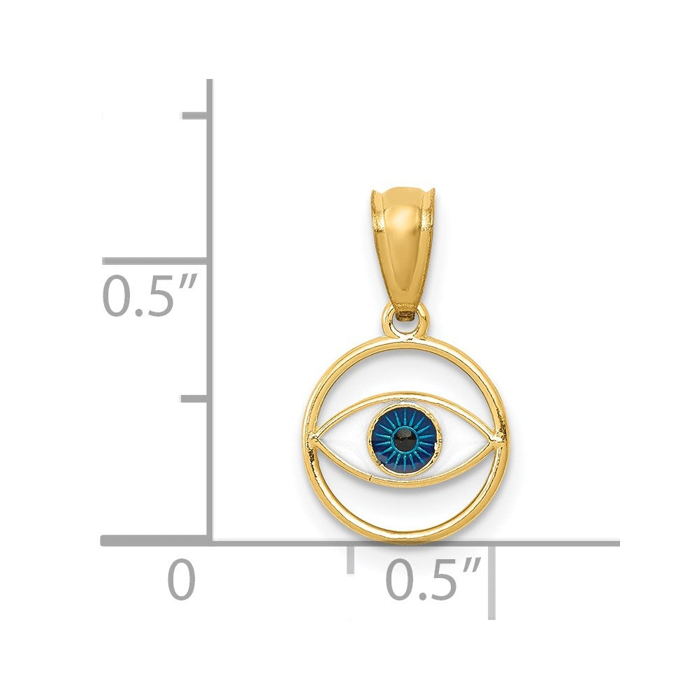 14k Polished Enameled Eye Pendant - Product Photo