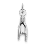 14K White Gold 3D Rock On Sign Charm - Product Photo