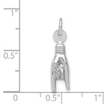 14K White Gold 3D Rock On Sign Charm - Product Photo