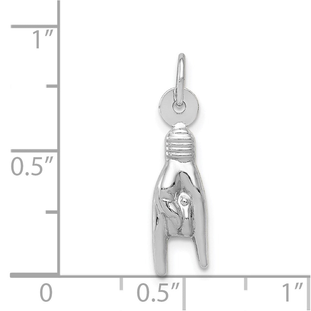 14K White Gold 3D Rock On Sign Charm - Product Photo
