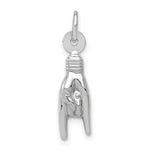 14K White Gold 3D Rock On Sign Charm - Product Photo