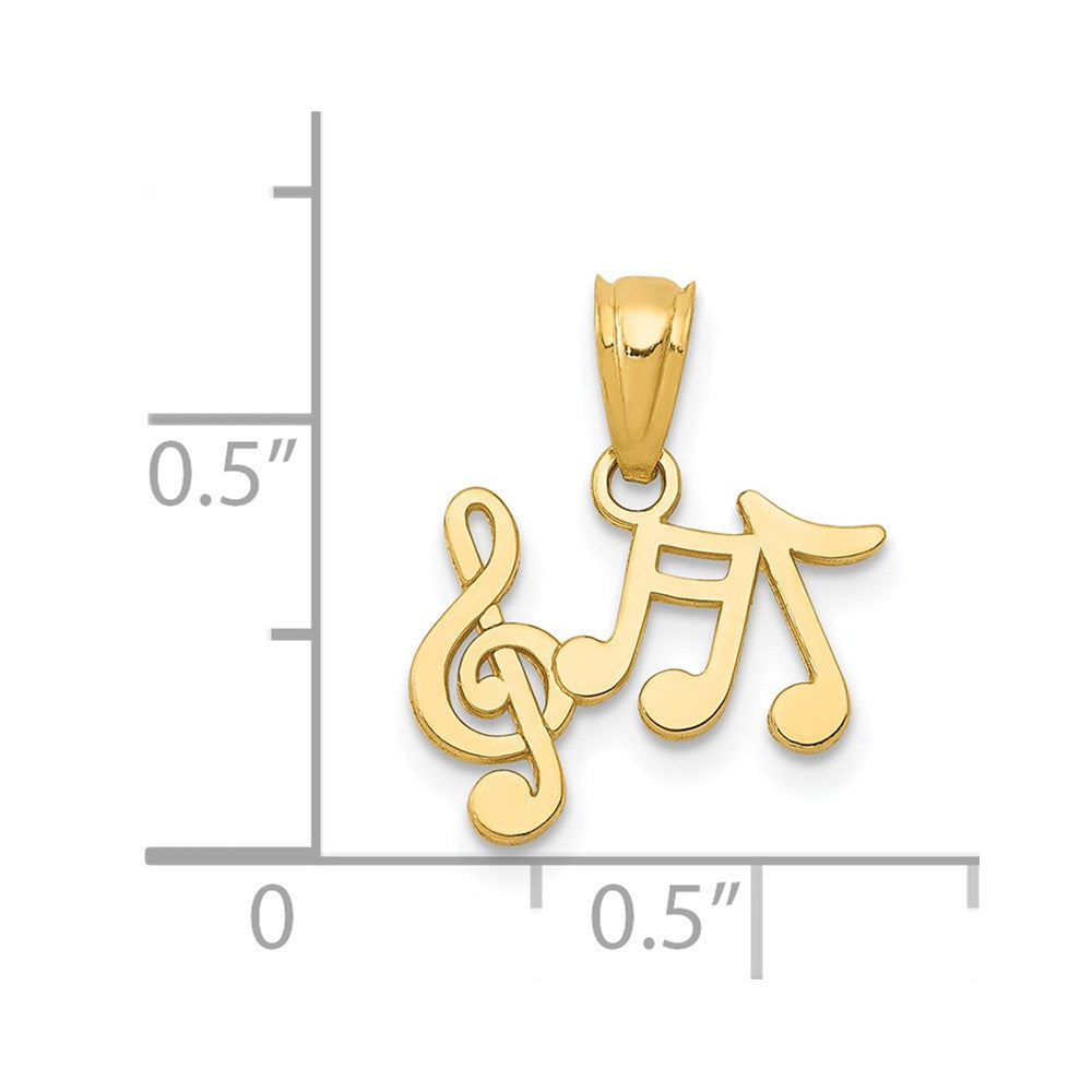 14k Polished Music Notes Pendant - Product Photo