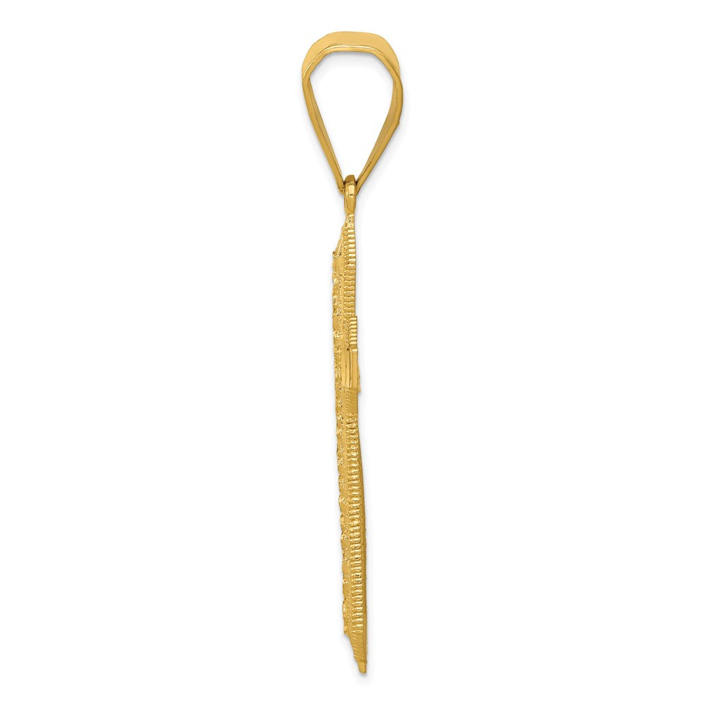 14K Yellow Gold Diamond-cut Center Cross Pendant - Product Photo