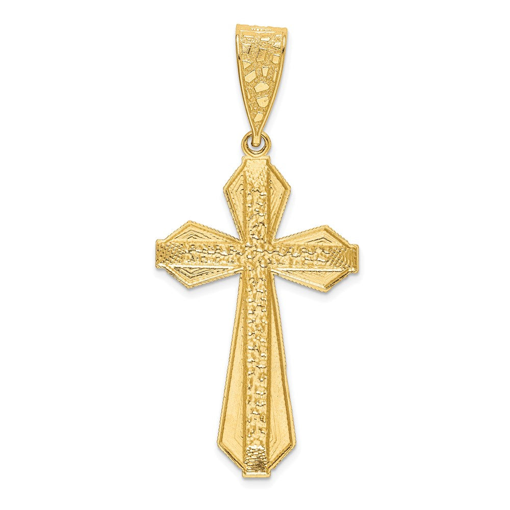 14K Yellow Gold Diamond-cut Center Cross Pendant - Product Photo