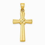14K Yellow Gold Hollow Cross Pendant - Product Photo