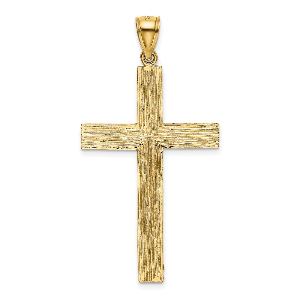14K Yellow Gold Polished and Textured Diamond-cut Latin Cross Pendant - Product Photo
