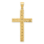 14K Yellow Gold Polished and Textured Diamond-cut Latin Cross Pendant - Product Photo