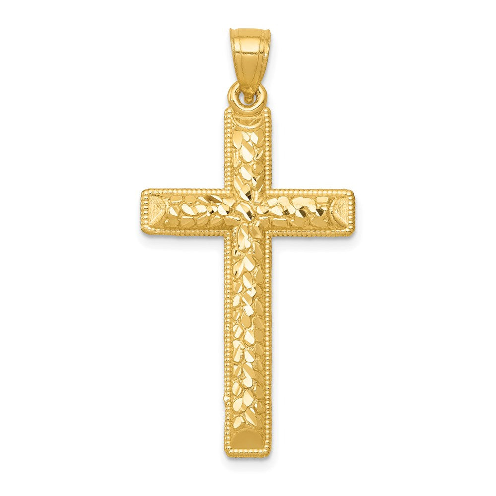 14k Diamond-cut Latin Cross Pendant - Product Photo