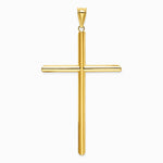 14K Yellow Gold Polished Tube Cross Pendant - Product Photo