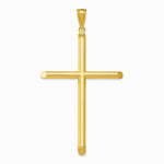 14K Yellow Gold Polished Tube Cross Pendant - Product Photo