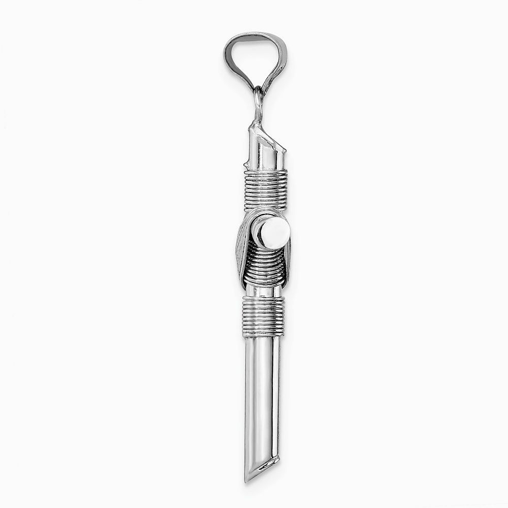 14K White Gold with Center Wrap Tube Cross Pendant - Product Photo