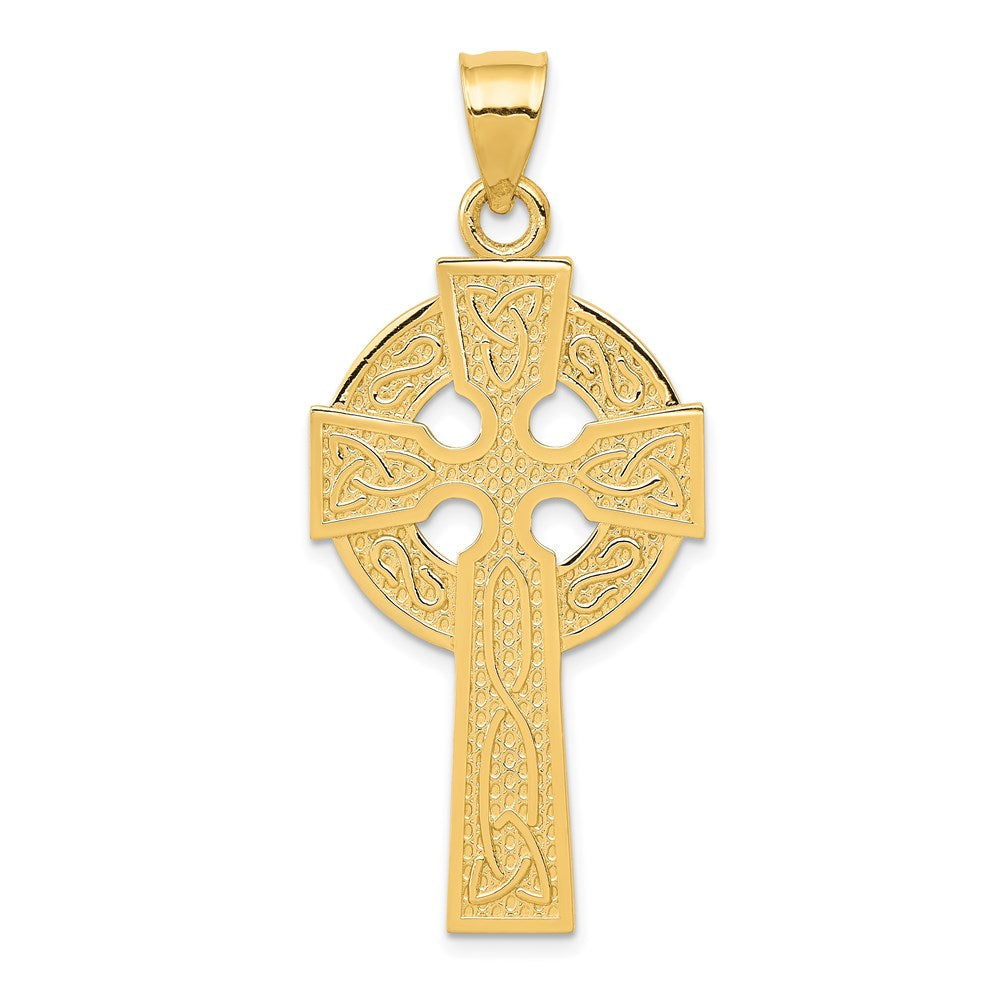 14K Yellow Gold Polished Celtic Cross Pendant - Product Photo