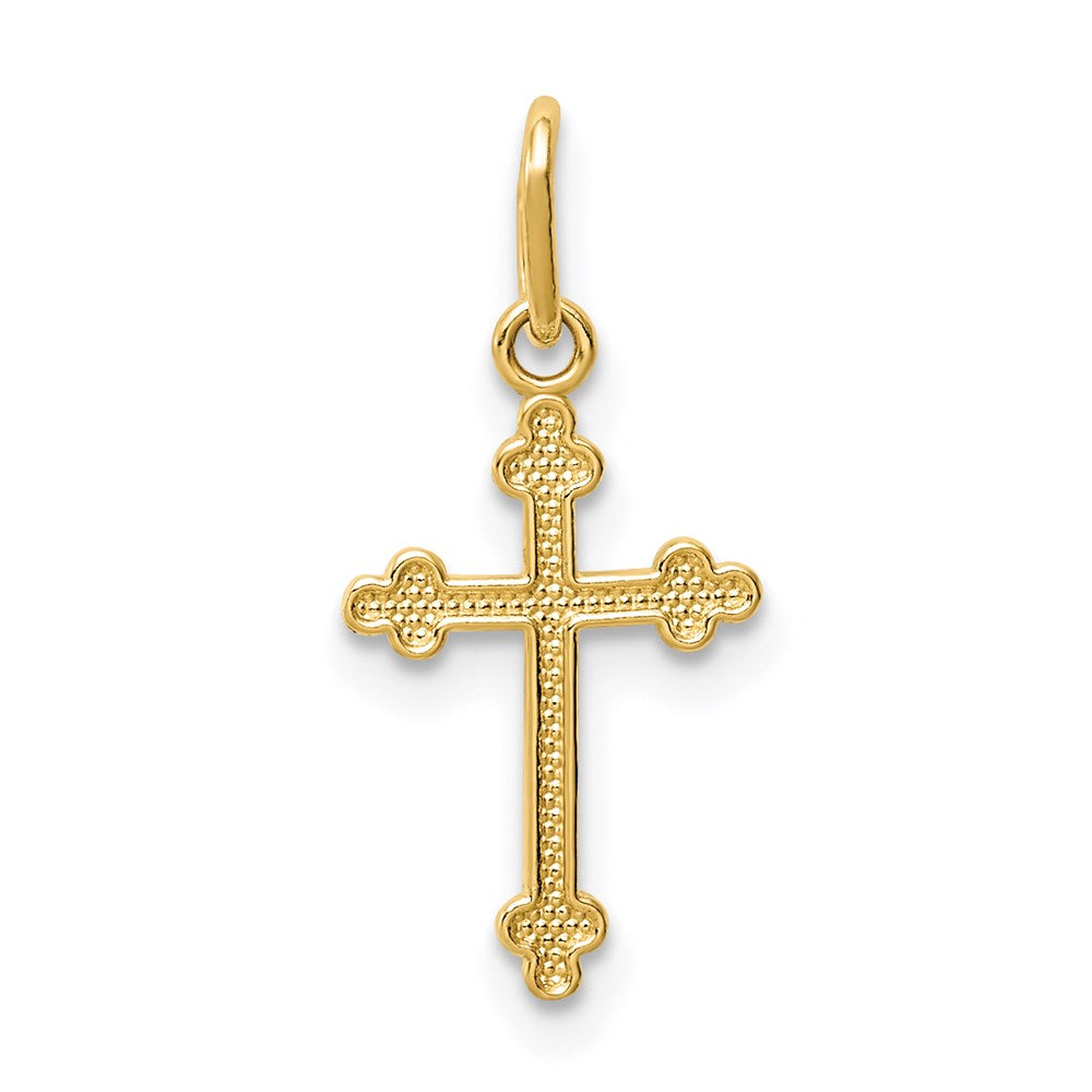 14k Polished Small Budded Cross Charm - Product Photo