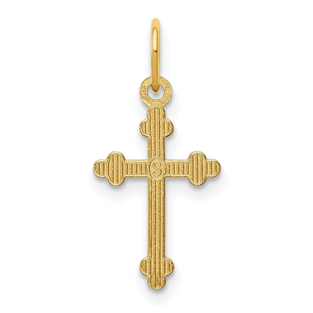 14k Small D/C Budded Cross Pendant - Product Photo