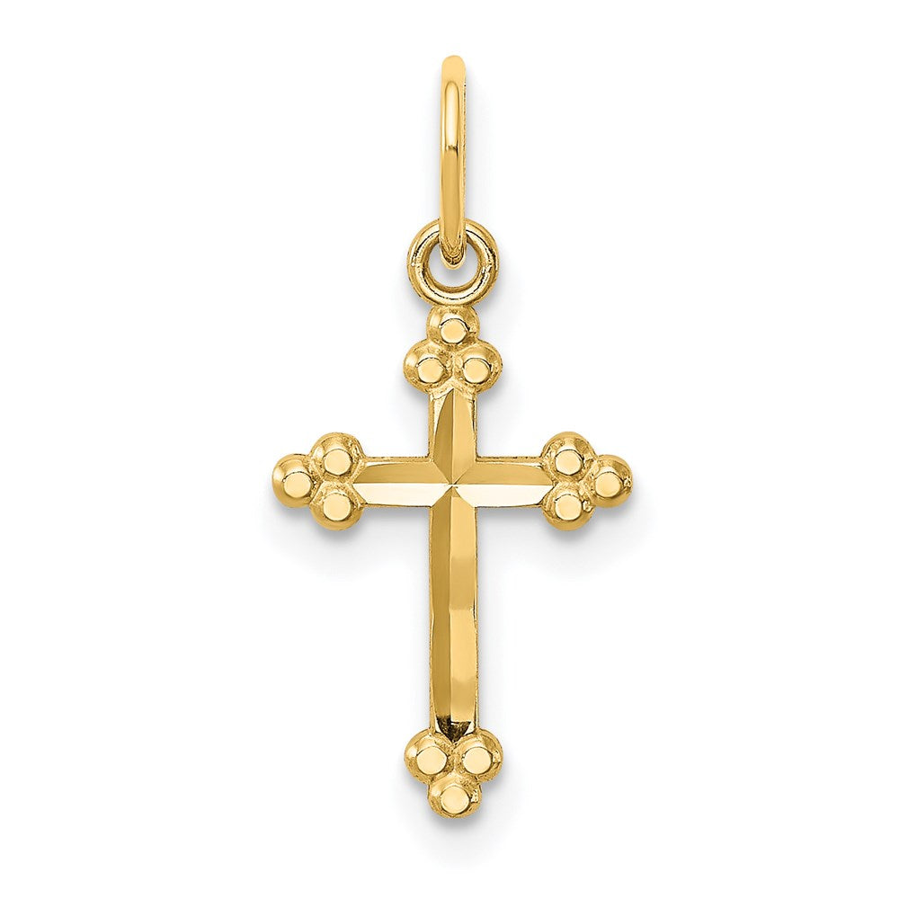 14k Small D/C Budded Cross Pendant - Product Photo