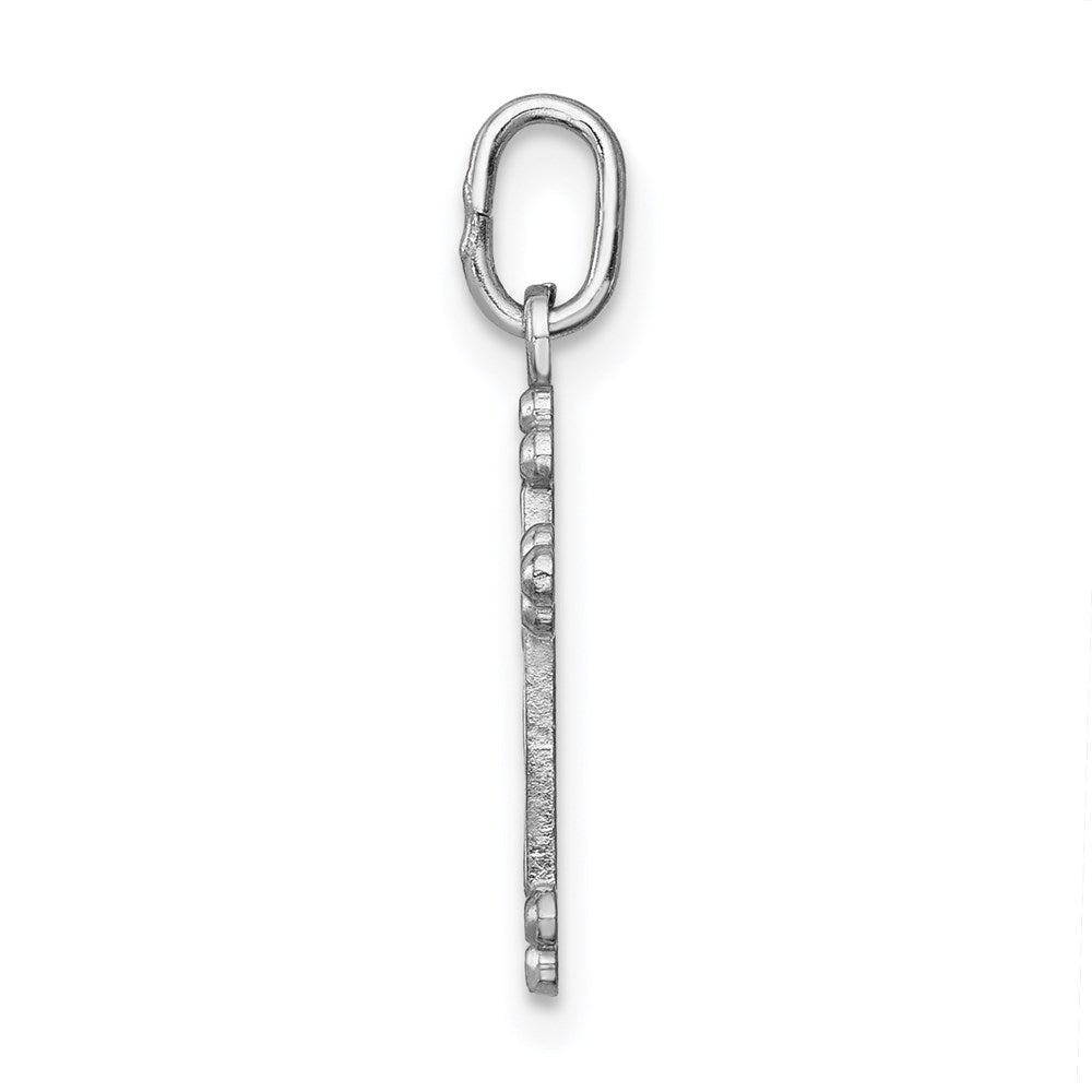 14k White Gold Polished D/C Small Budded Cross Charm - Product Photo