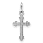 14k White Gold Polished D/C Small Budded Cross Charm - Product Photo