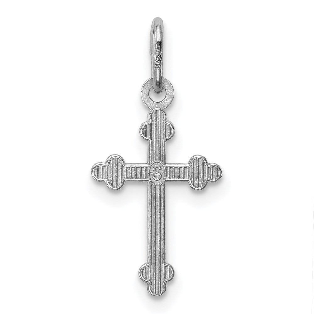 14k White Gold Polished D/C Small Budded Cross Charm - Product Photo