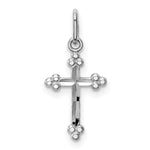 14k White Gold Polished D/C Small Budded Cross Charm - Product Photo