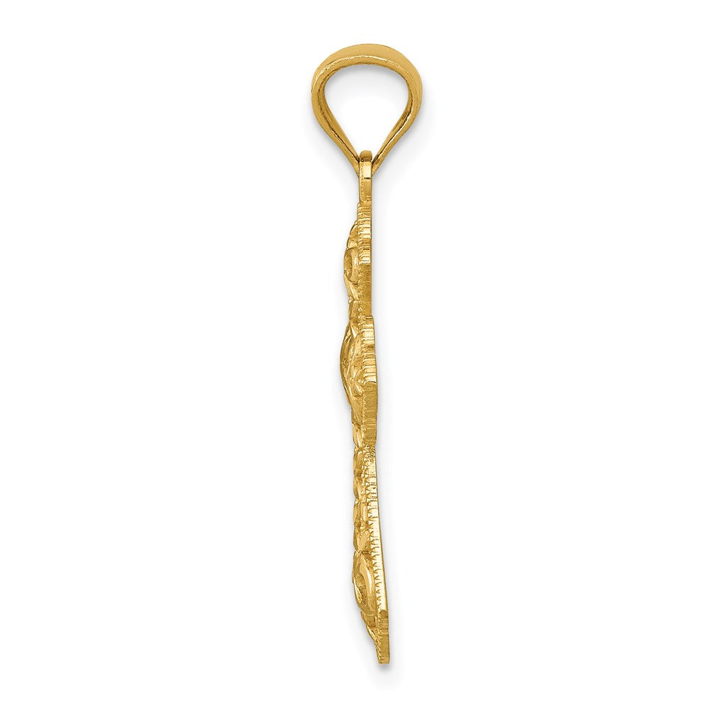 14k Polished Filigree Cross Pendant - Product Photo