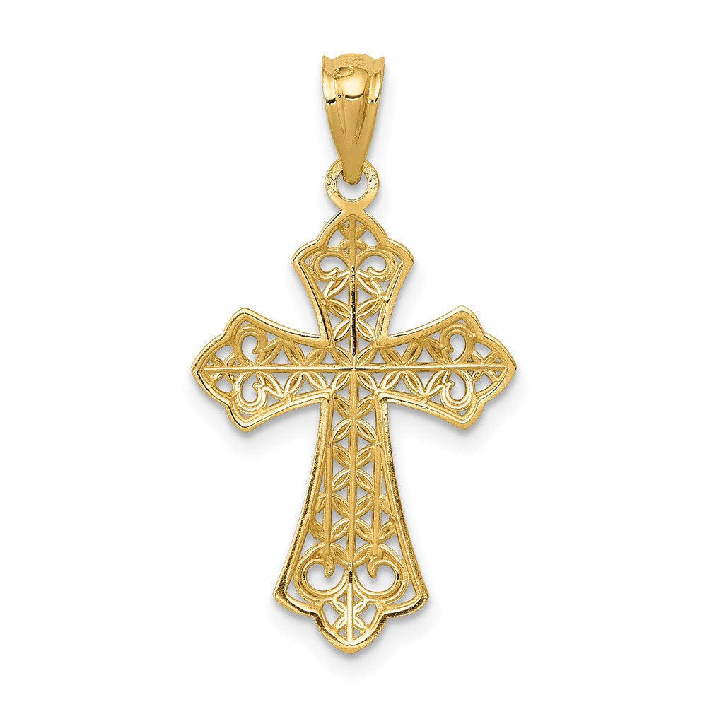 14k Polished Filigree Cross Pendant - Product Photo