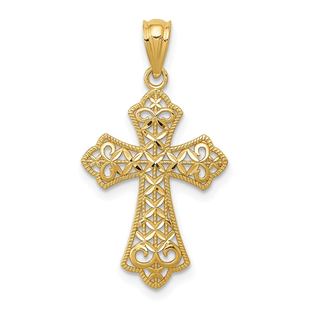 14k Polished Filigree Cross Pendant - Product Photo