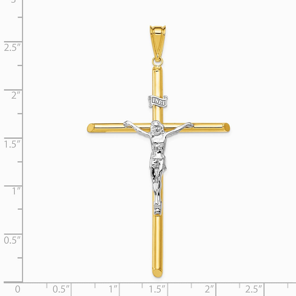 14K Two-Tone Polished Jesus Crucifix Pendant - Product Photo