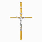 14K Two-Tone Polished Jesus Crucifix Pendant - Product Photo