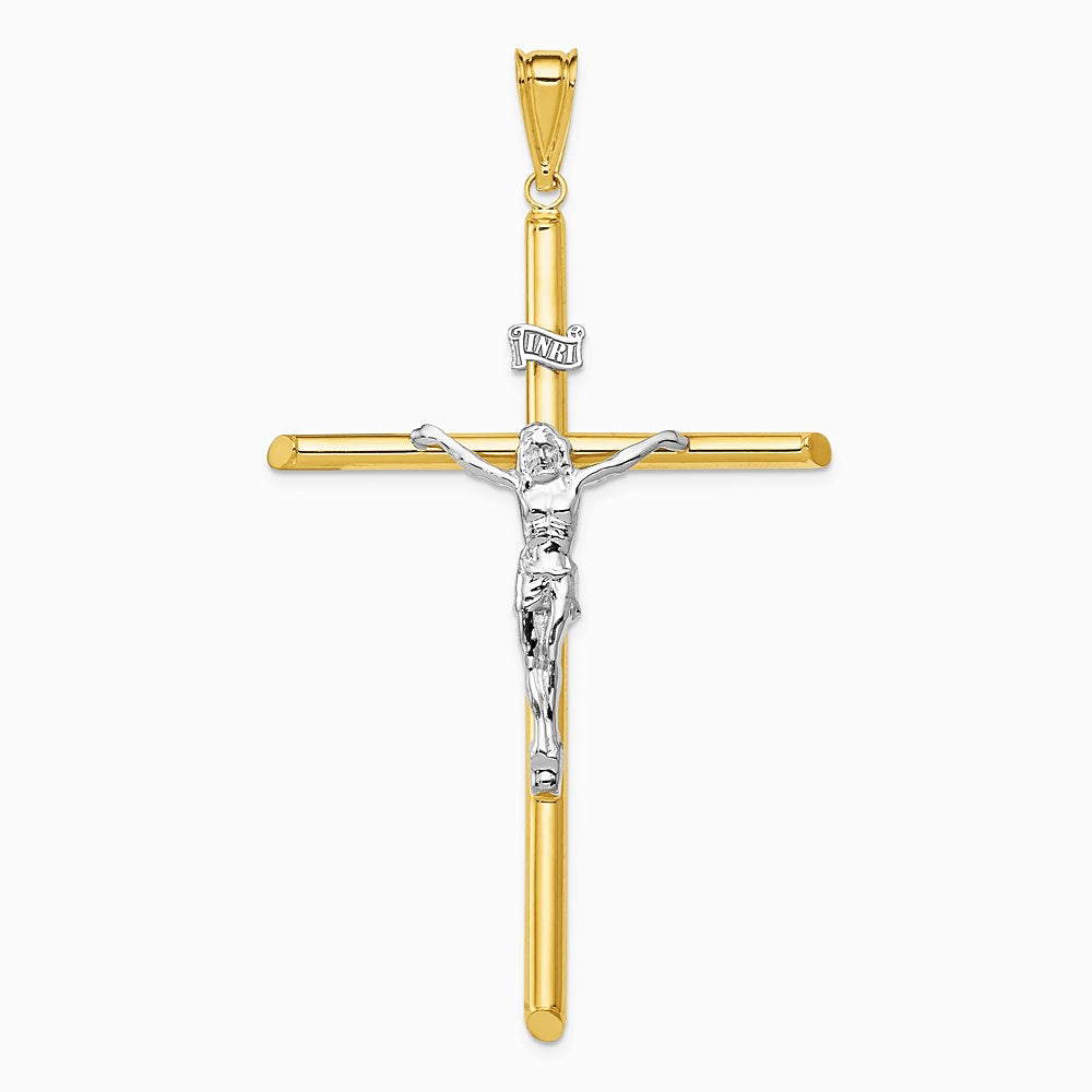 14K Two-Tone Polished Jesus Crucifix Pendant - Product Photo