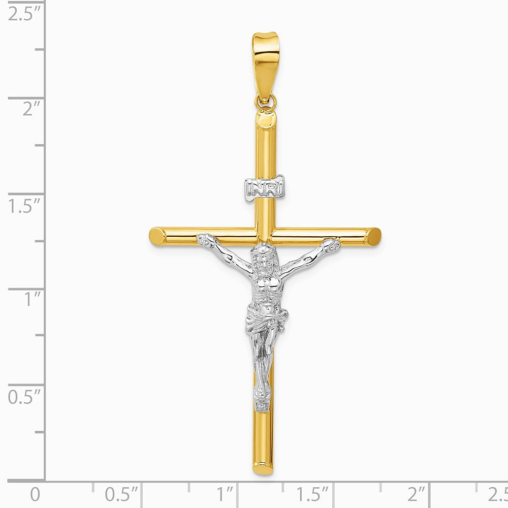 14K Two-Tone Polished Jesus Crucifix Pendant - Product Photo