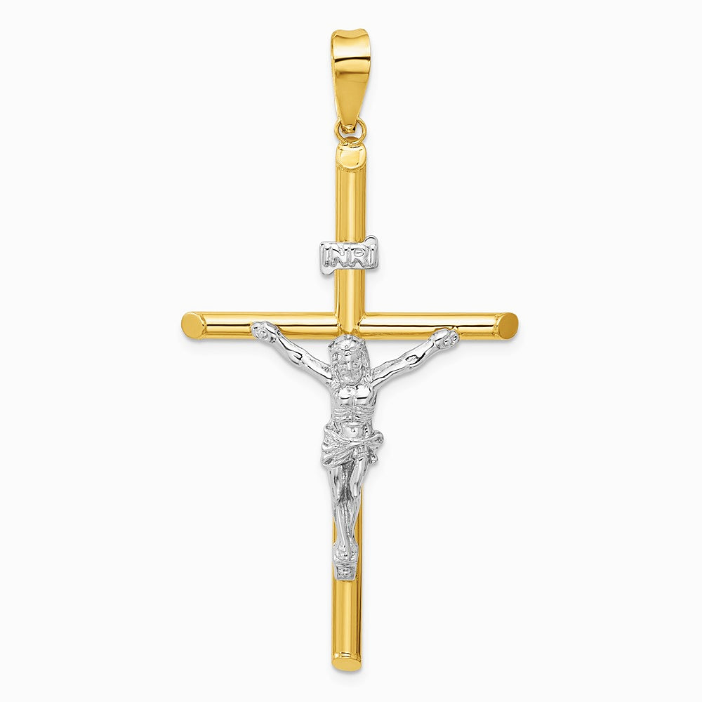 14K Two-Tone Polished Jesus Crucifix Pendant - Product Photo