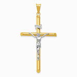 14K Two-Tone Polished Jesus Crucifix Pendant - Product Photo