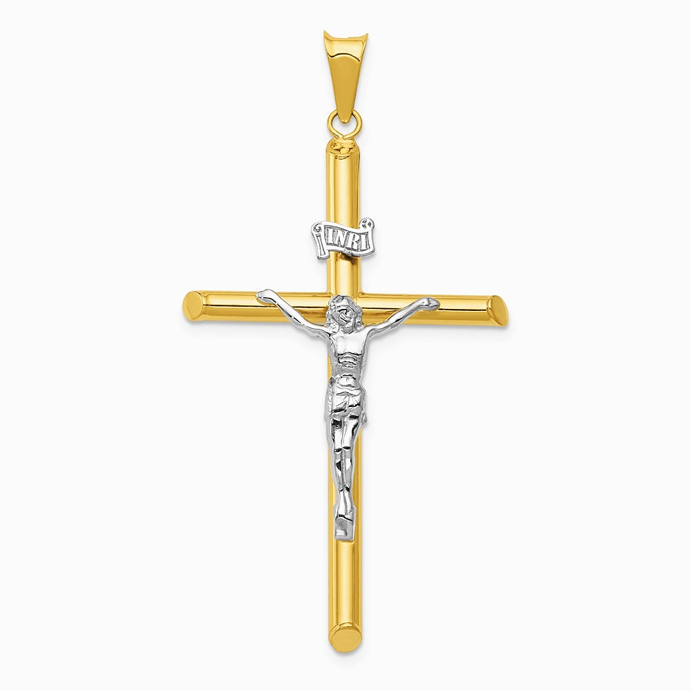 14K Two-Tone Polished Jesus Crucifix Pendant - Product Photo