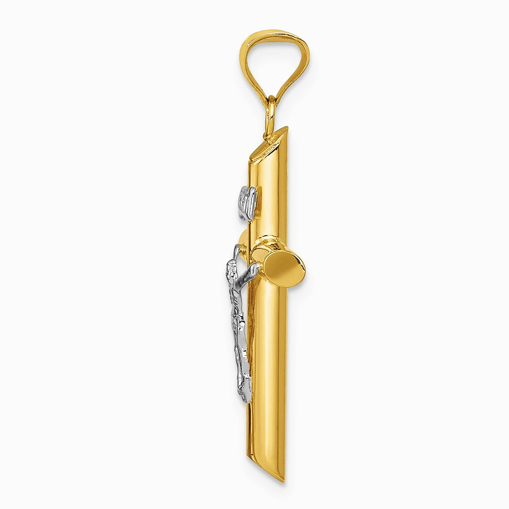 14K Two-Tone Polished Jesus Crucifix Pendant - Product Photo