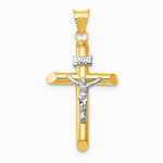 14K Two-Tone Polished Jesus Crucifix Pendant - Product Photo