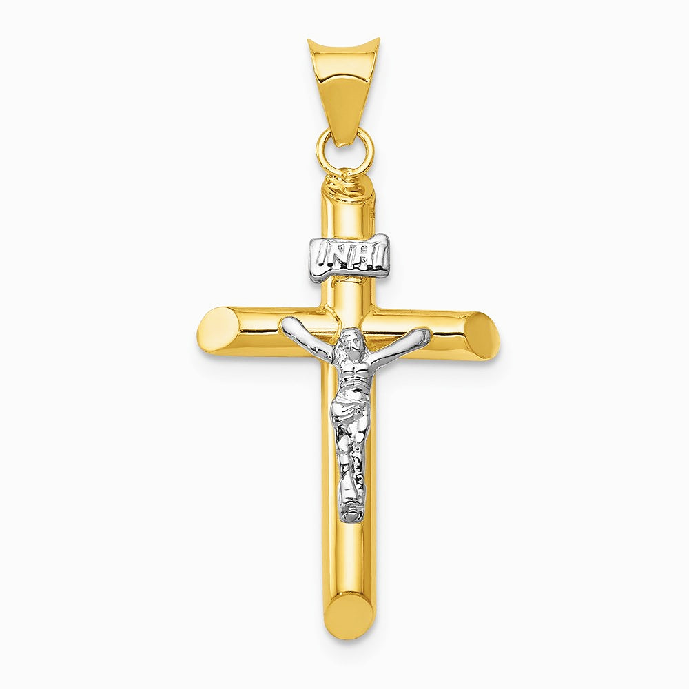 14K Two-Tone Polished Jesus Crucifix Pendant - Product Photo