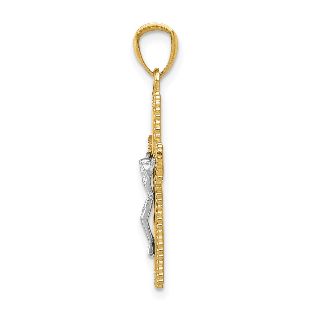14k Two-tone Polished Crucifix Pendant - Product Photo