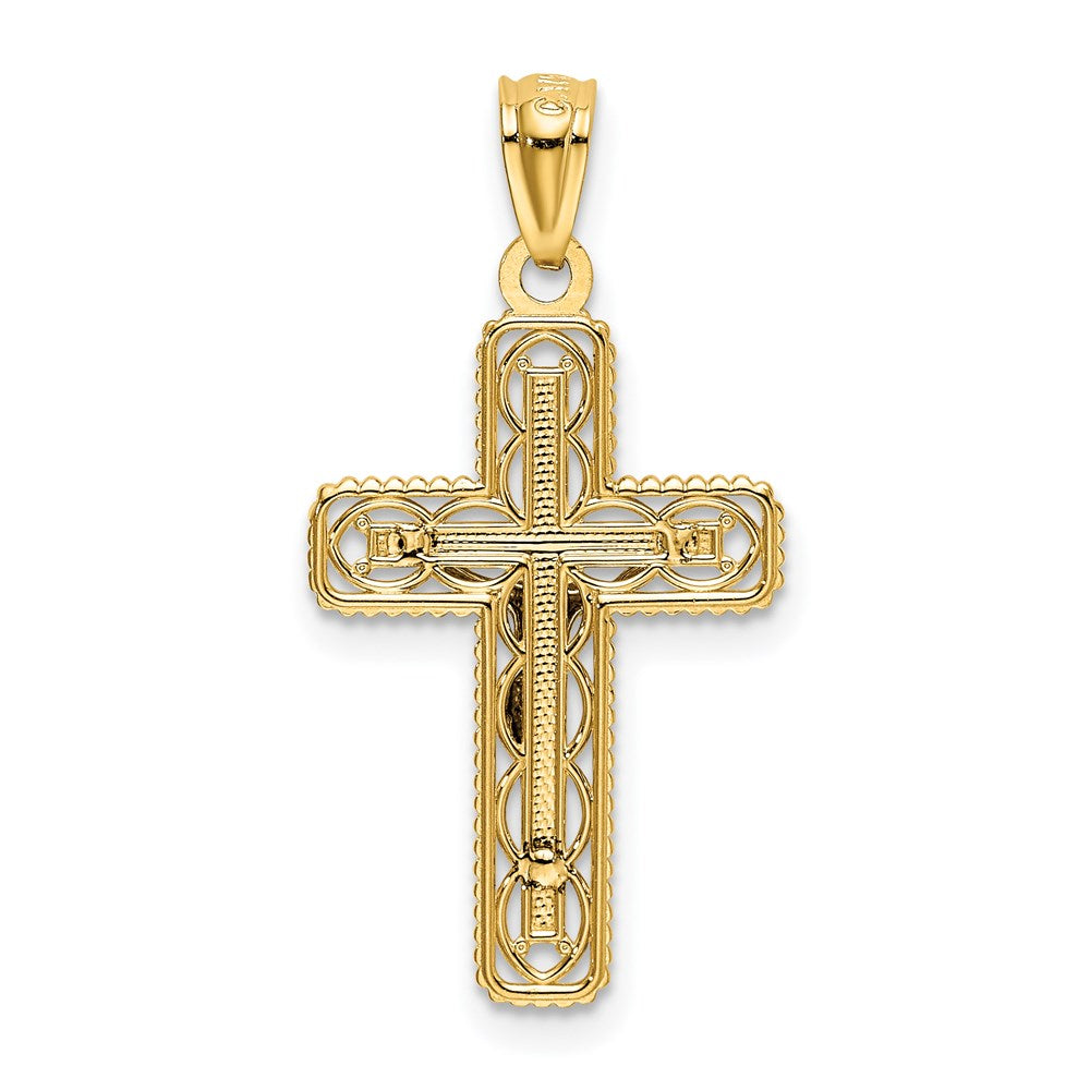 14k Two-tone Polished Crucifix Pendant - Product Photo