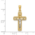 14k Two-tone Polished Crucifix Pendant - Product Photo