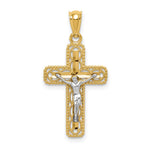 14k Two-tone Polished Crucifix Pendant - Product Photo