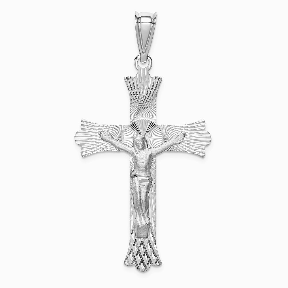 14K White Gold Crucifix Pendant